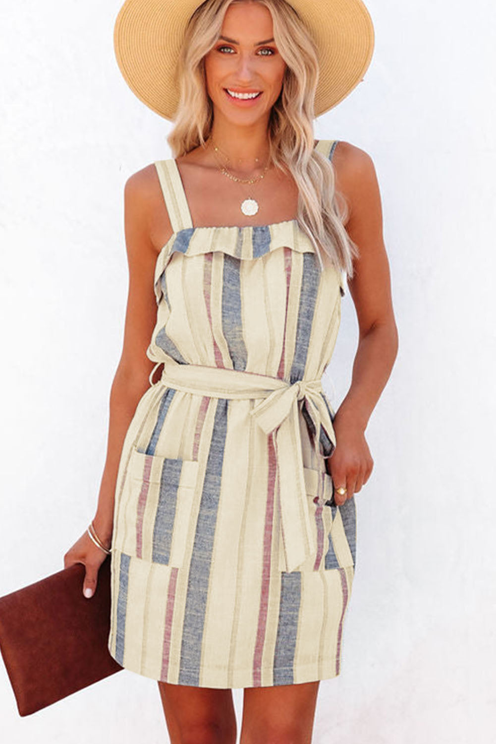 Stripe Belted Mini Dress
