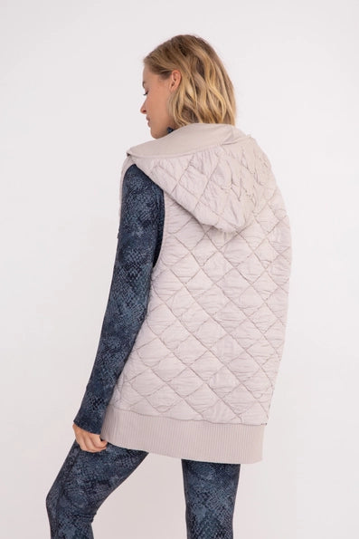 Taupe Oversized Quilted Fleece Vest