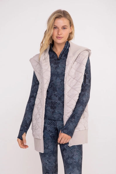 Taupe Oversized Quilted Fleece Vest
