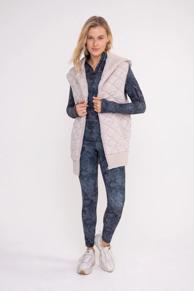 Taupe Oversized Quilted Fleece Vest