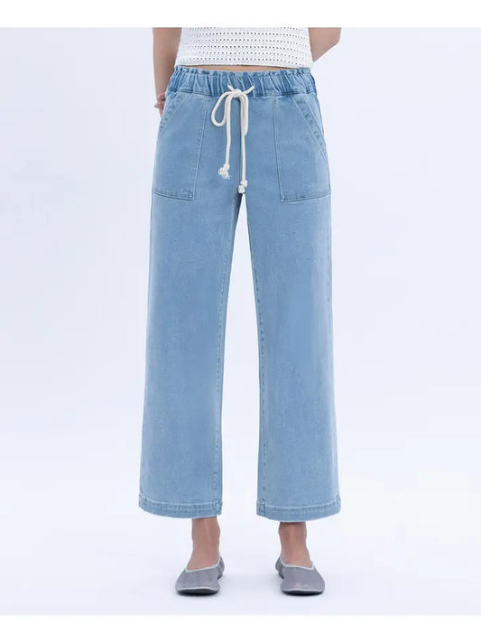 Karlee High Rise Elastic Waistband Wide Vervet Jean