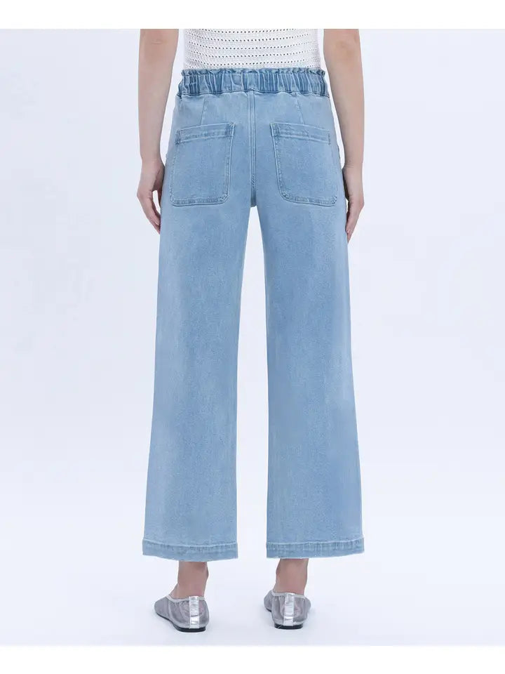 Karlee High Rise Elastic Waistband Wide Vervet Jean