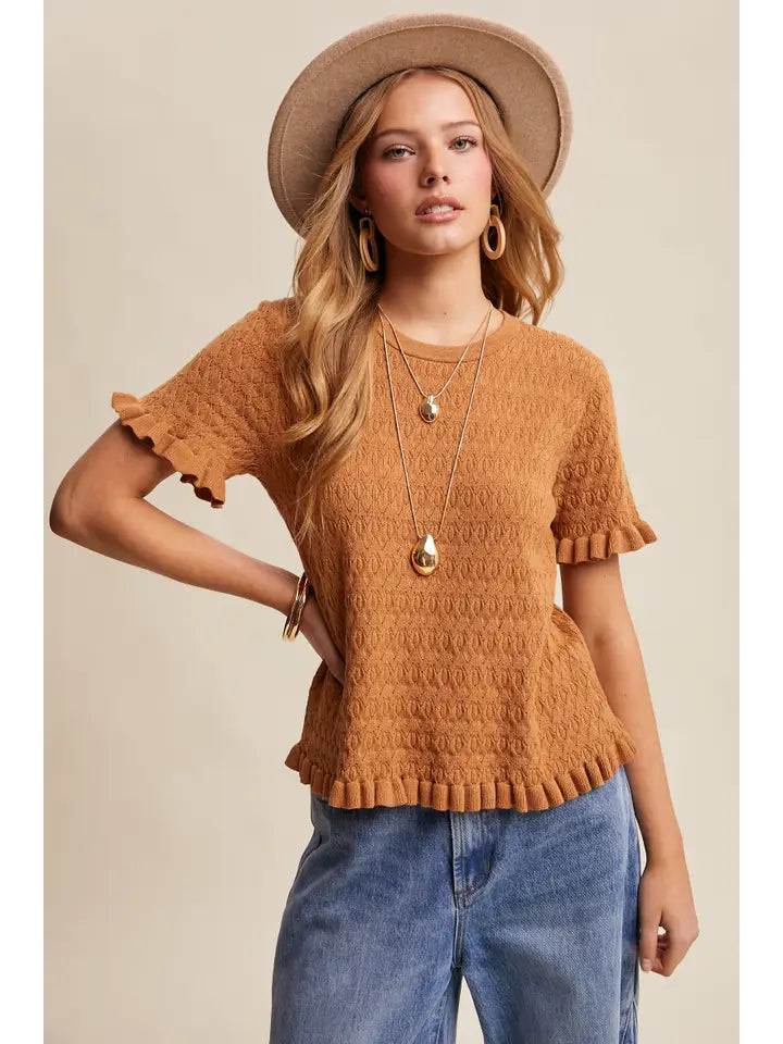 Tina Ruffle Hem Knit Top