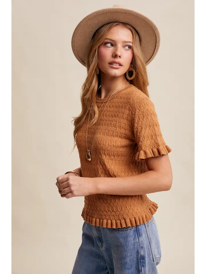 Tina Ruffle Hem Knit Top