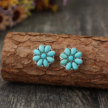 Load image into Gallery viewer, Turquoise Flower Stud Earrings
