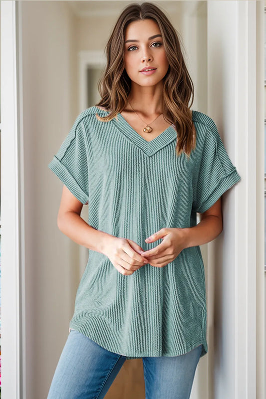 Everyday Essential V Neck Textured Top