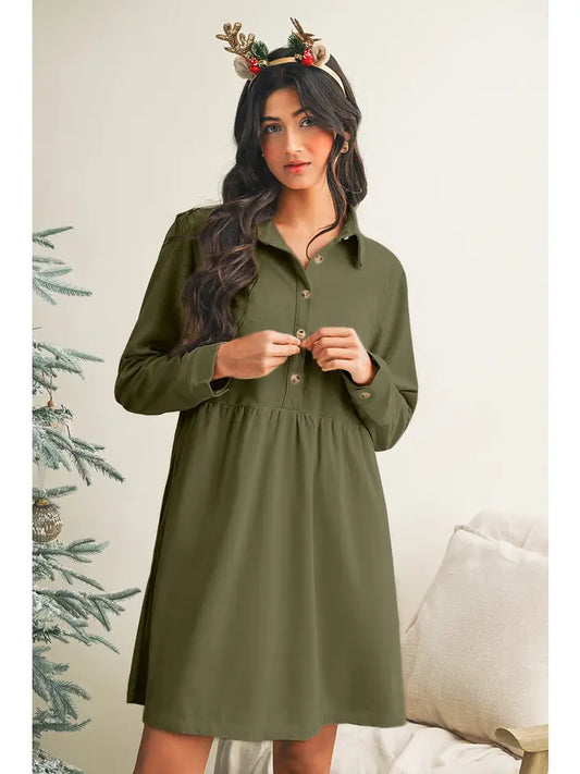 Vineyard Green Corduroy Mini Dress