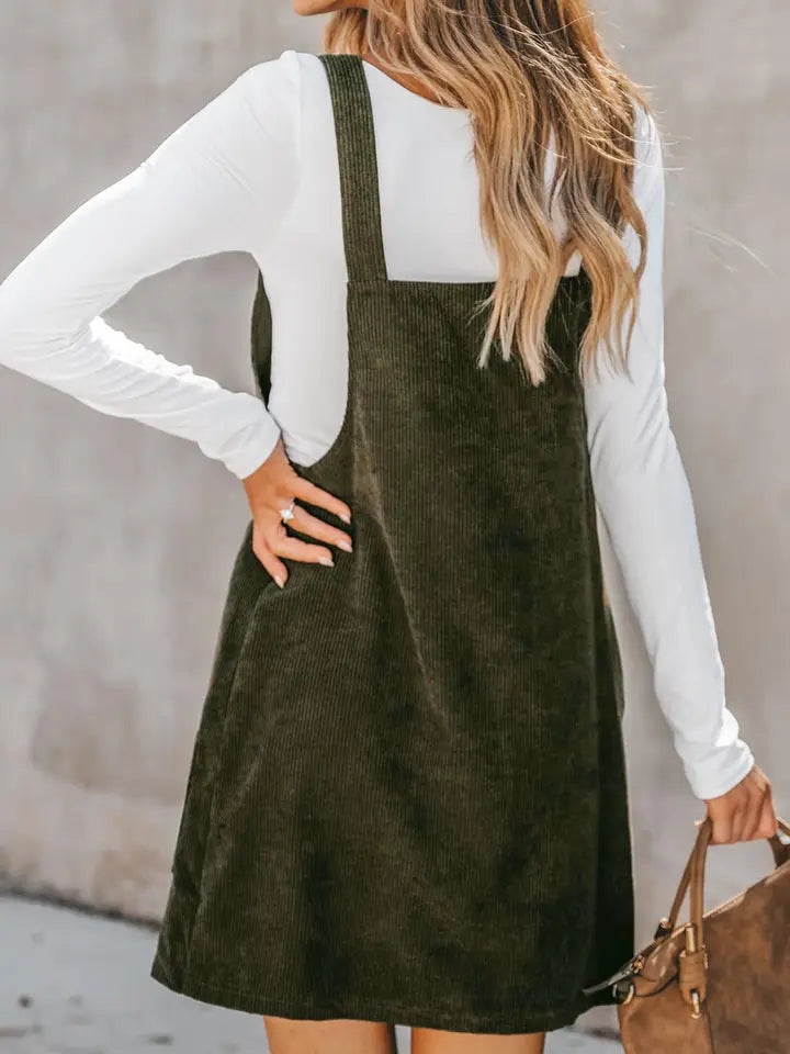 Vineyard Green Corduroy Overall Dress