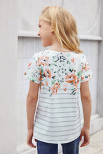 Load image into Gallery viewer, Girls Floral Striped Tee
