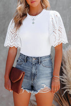 Load image into Gallery viewer, White Eyelet Sleeve Top
