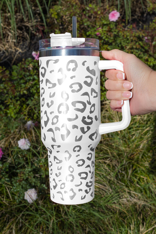 White Leopard 40oz Tumbler