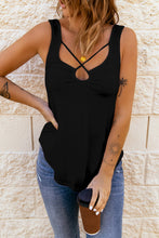 Load image into Gallery viewer, Black Front Cross Tank Top

