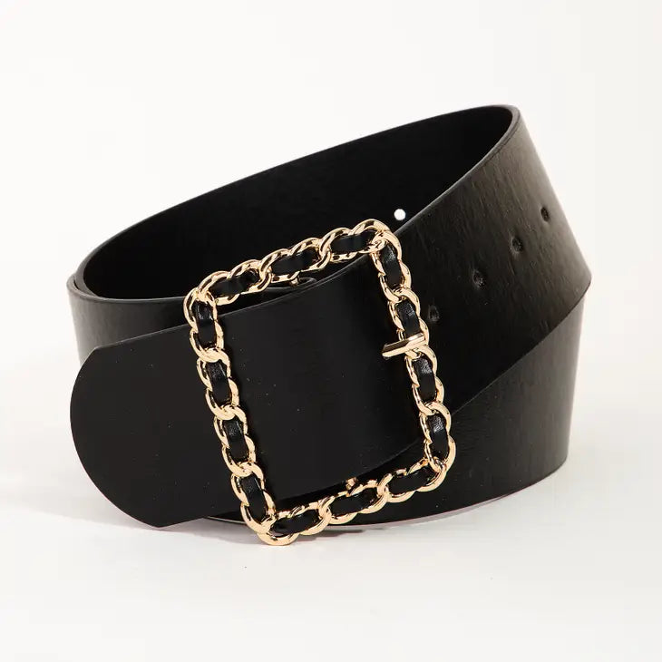 Black Wide Leather Belt