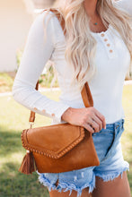 Load image into Gallery viewer, Brown Faux Leather Tassel Crossbody
