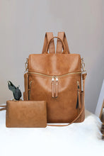 Load image into Gallery viewer, Brown Faux Leather Backpack
