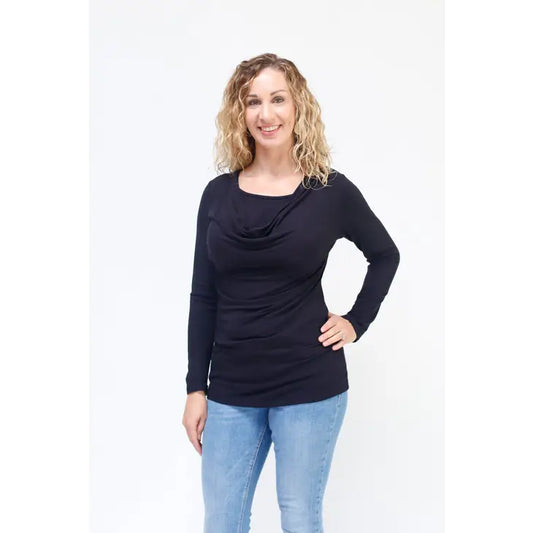 Black Cowl Neck Nursing Top