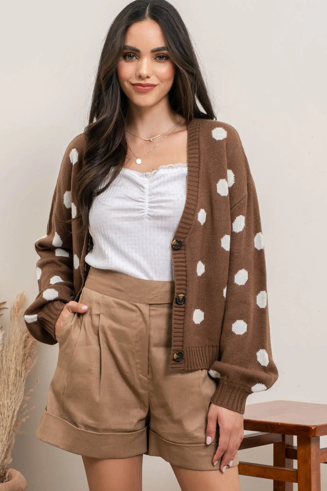 Cocoa Dotted Cardigan