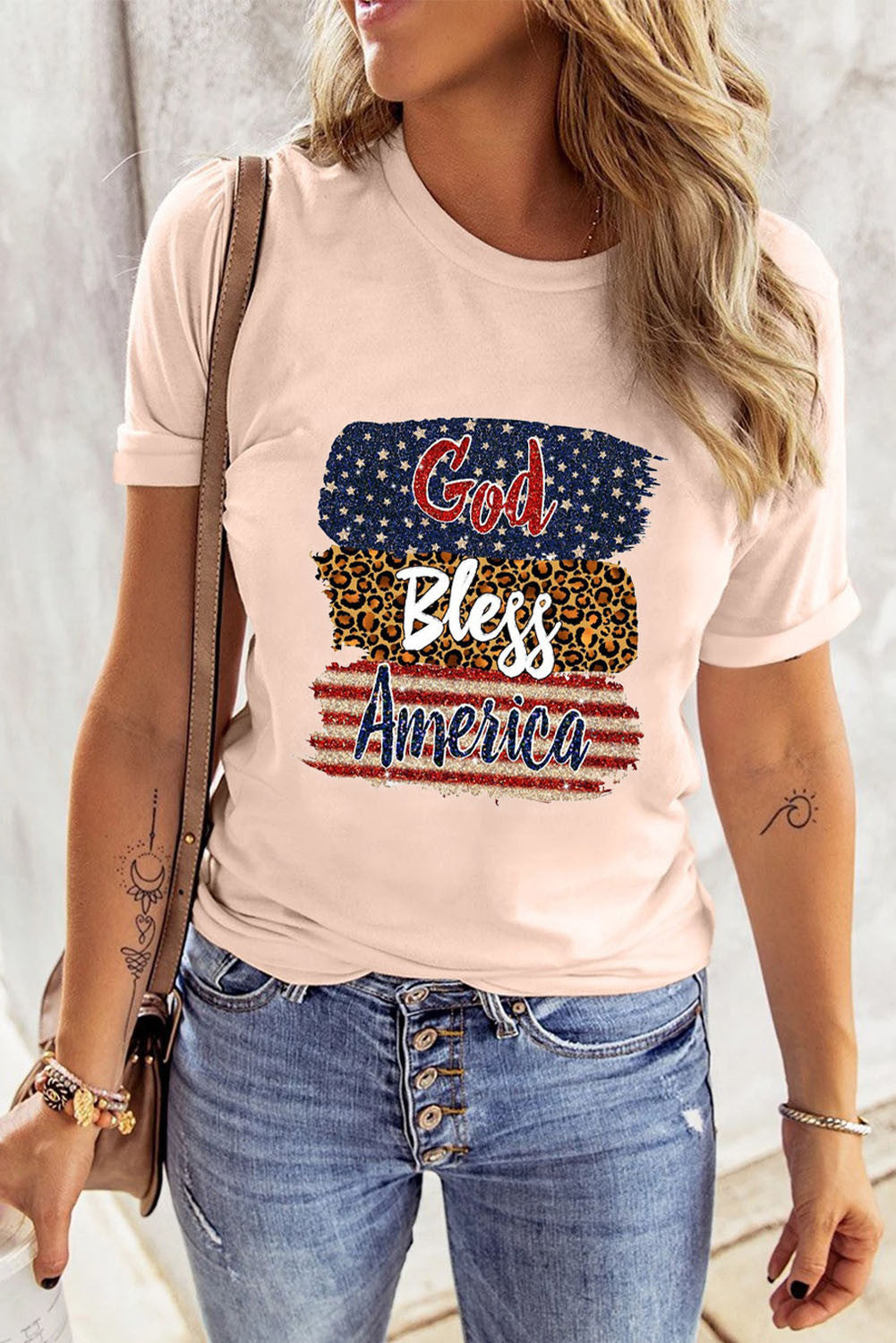 Pink God Bless America Top