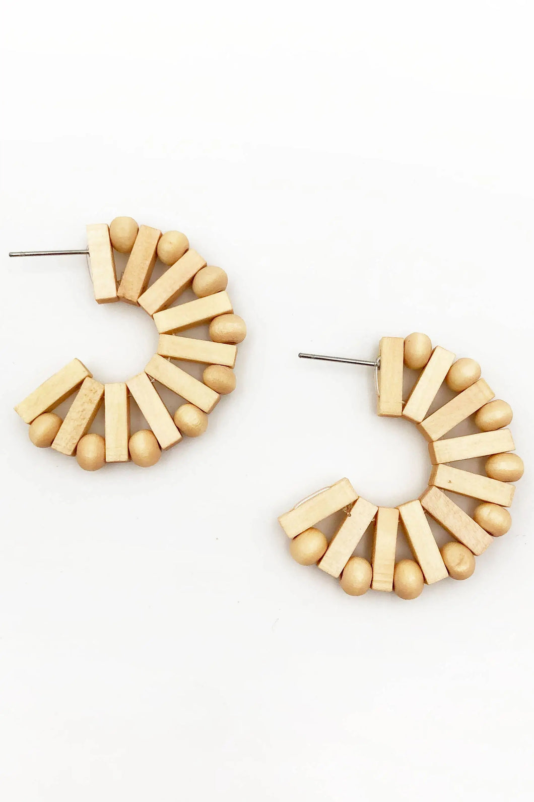 Gold Wood Geometric Earrings