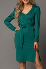 Load image into Gallery viewer, Hunter Green Long Sleeve Belted Dress
