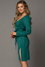 Load image into Gallery viewer, Hunter Green Long Sleeve Belted Dress

