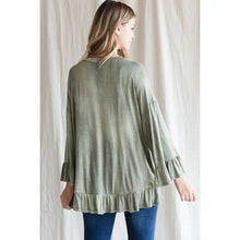 Load image into Gallery viewer, Olive trumpet sleeve top
