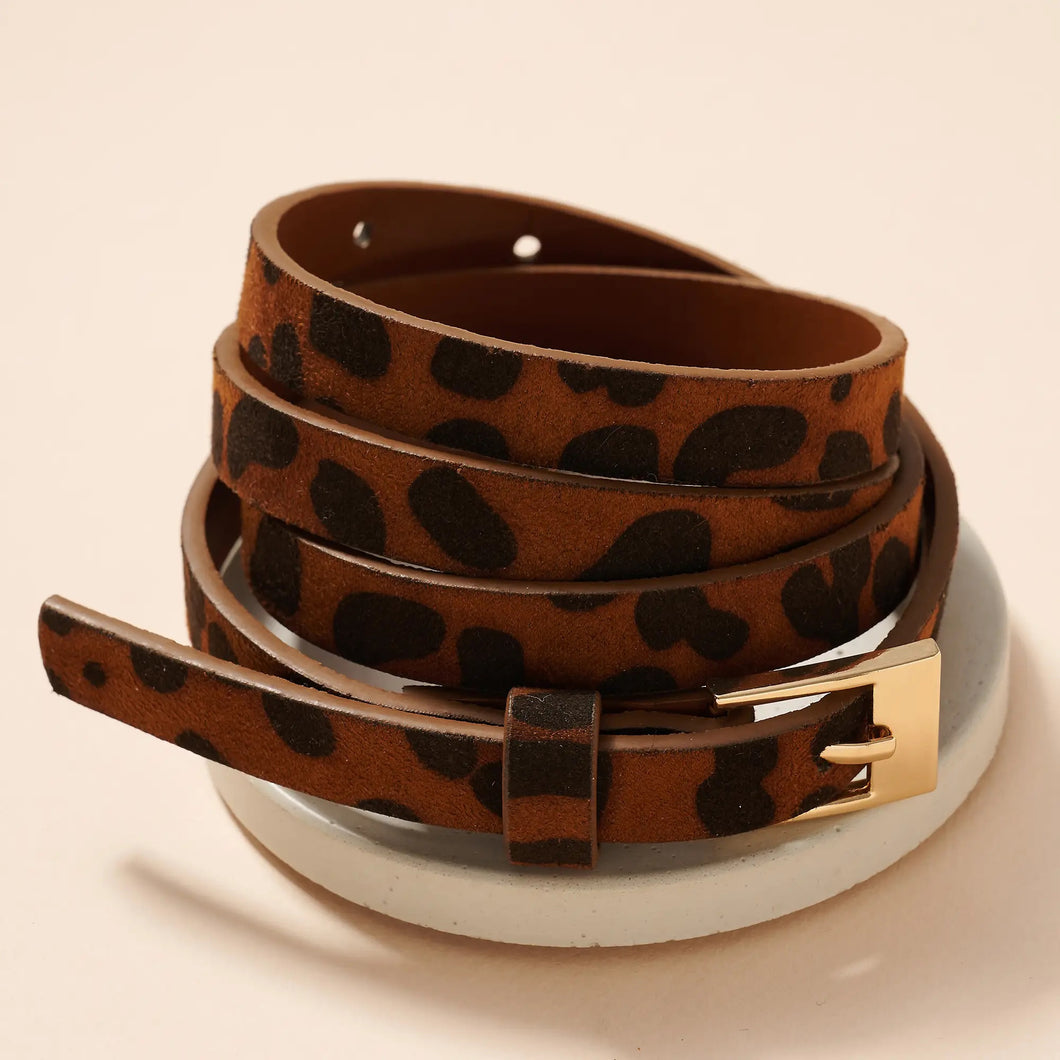 Leopard faux leather belt