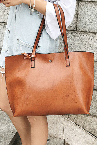 Brown Faux Leather Handbag