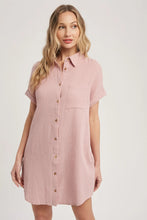 Load image into Gallery viewer, Dusty Pink Button Up Shirt Dress
