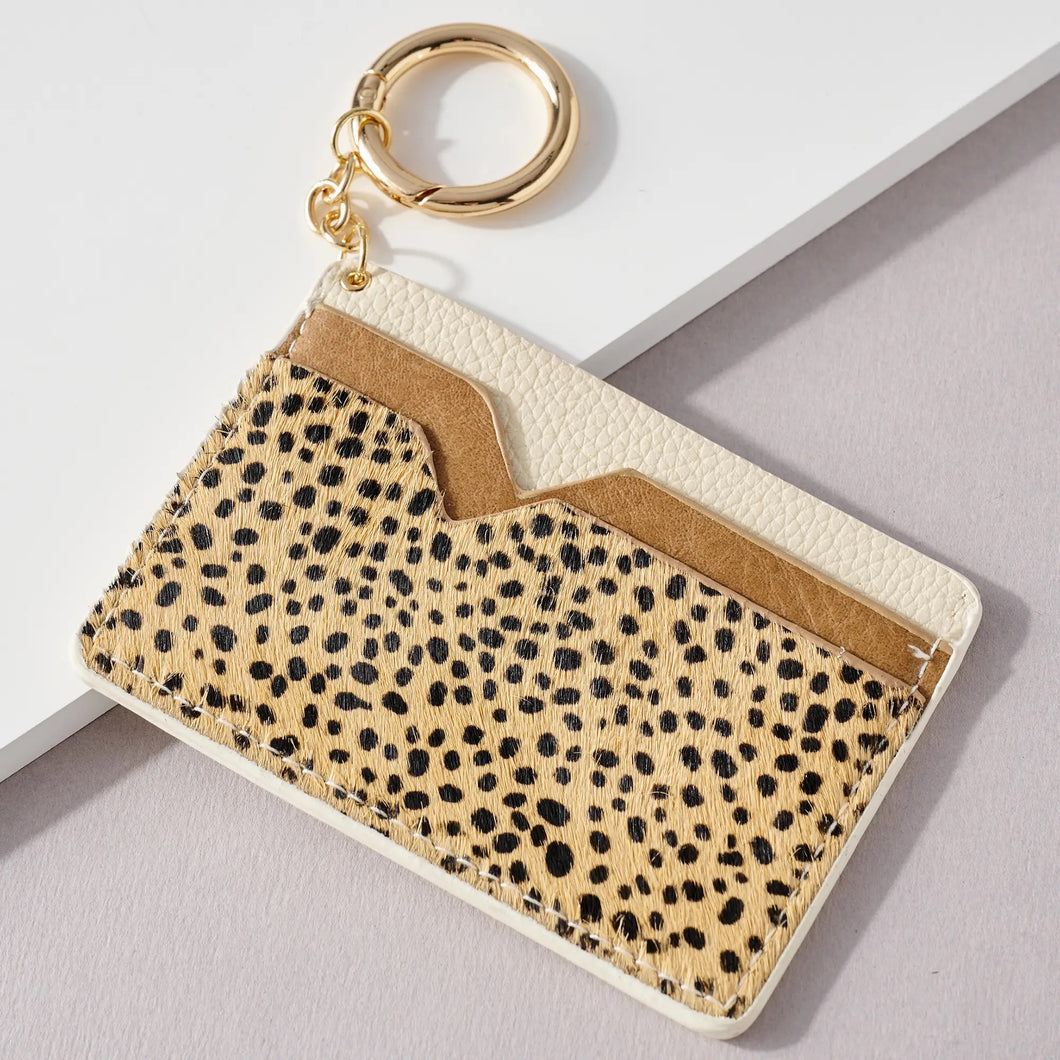 Cheetah Print ID Holder Key Chain