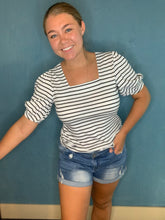 Load image into Gallery viewer, Kori Striped Puff Sleeve Top
