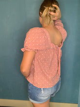 Load image into Gallery viewer, Pink Dotted Blouse with Tie Back
