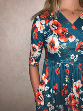 Load image into Gallery viewer, Green Floral Wrap Dress
