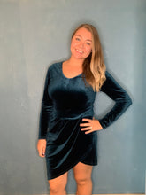 Load image into Gallery viewer, Blue scoop neck mini dress
