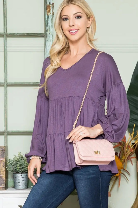 Purple Tiered Blouse