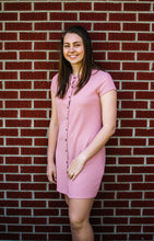Load image into Gallery viewer, Button Up Mauve Dress
