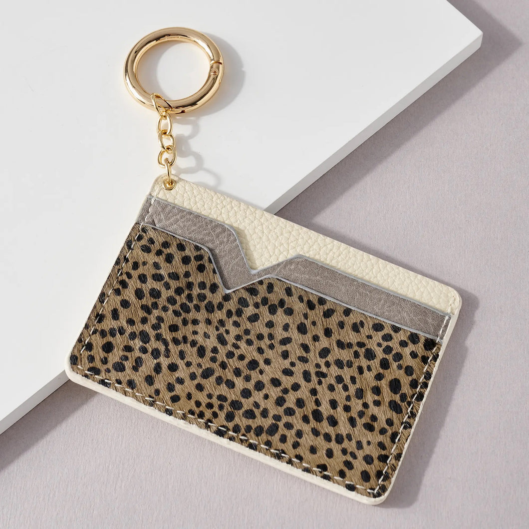 Cheetah Print ID Holder Key Chain