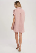 Load image into Gallery viewer, Dusty Pink Button Up Shirt Dress
