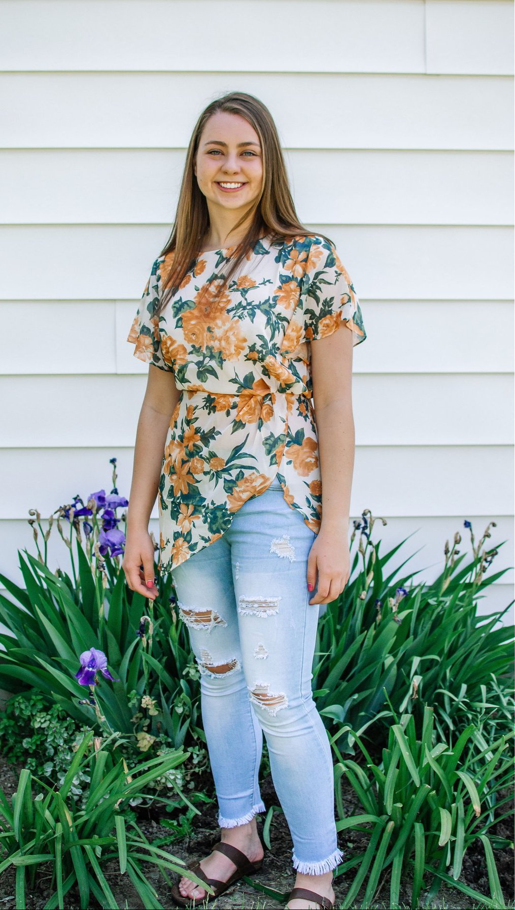 Ivory Floral Tunic Top