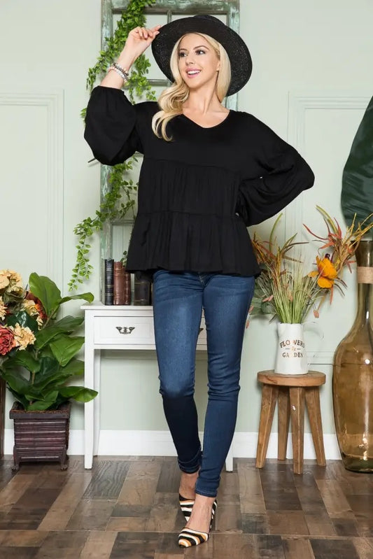 Black Tiered Blouse