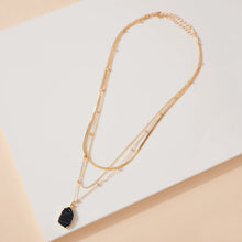Load image into Gallery viewer, Black Layered Stone Pendant Necklace
