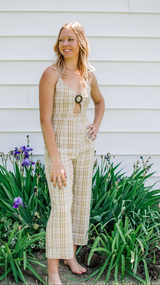 Mustard Checkered Jumpsuit