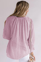 Load image into Gallery viewer, Pink button Swiss dot blouse Curvy
