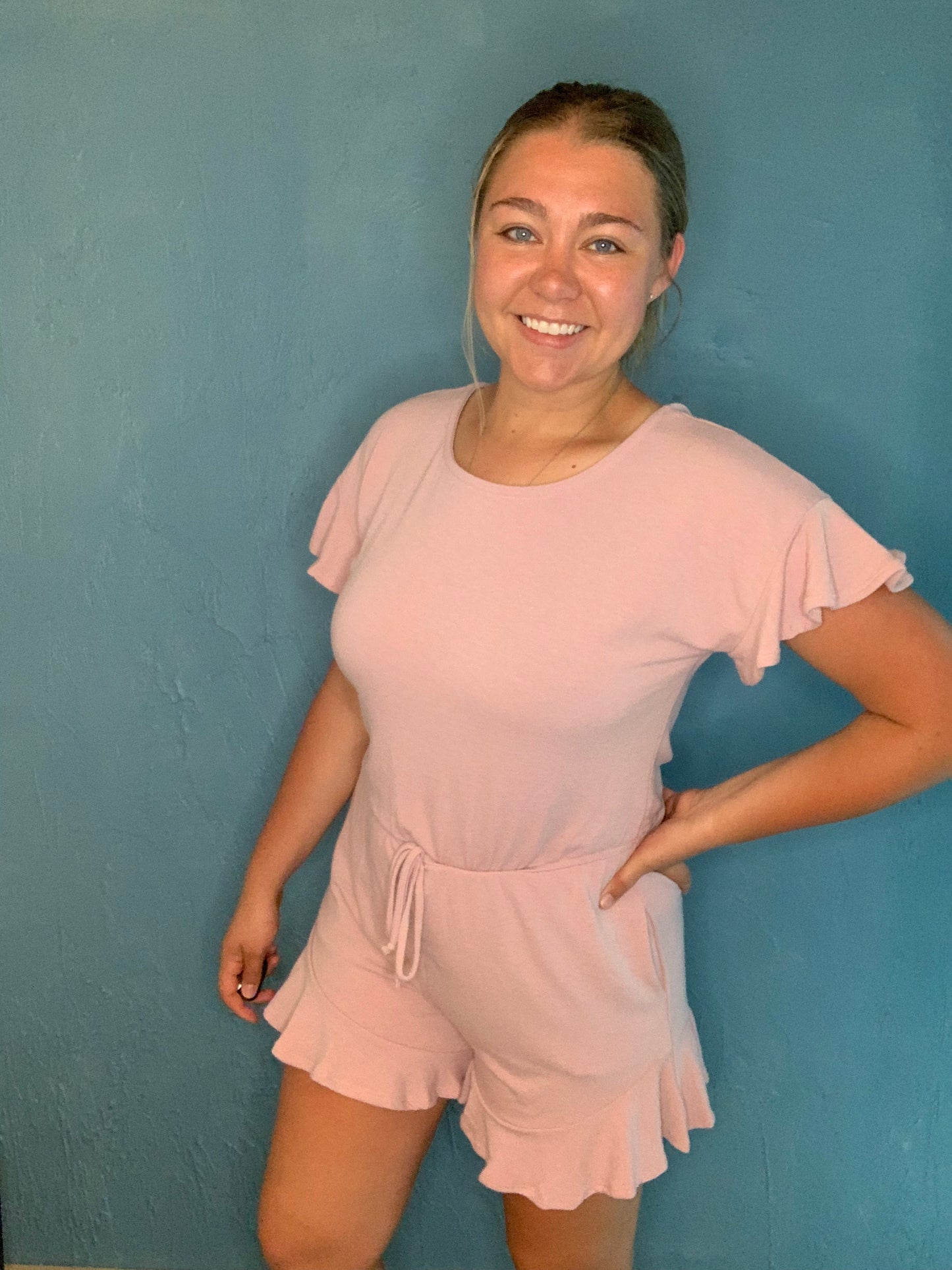 Rose Ruffle Hem Romper