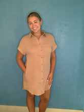 Load image into Gallery viewer, Latte Button Up Shirt Dress
