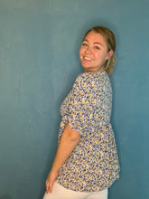 Load image into Gallery viewer, Blue Ditsy Floral Top
