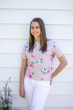 Load image into Gallery viewer, Pink Short Sleeve Floral Cinch Waist
