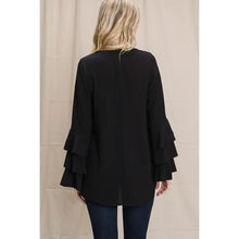 Load image into Gallery viewer, Black ruffle sleeve top
