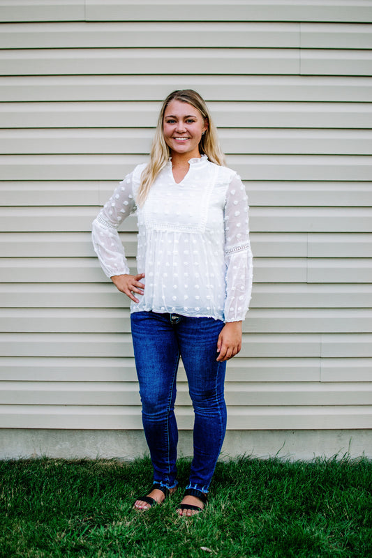 White Swiss Dot Blouse