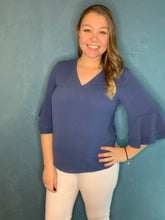 Load image into Gallery viewer, Blue Ruffled Spring Top
